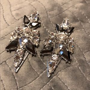 Black And Silver Rhinestone Earrings